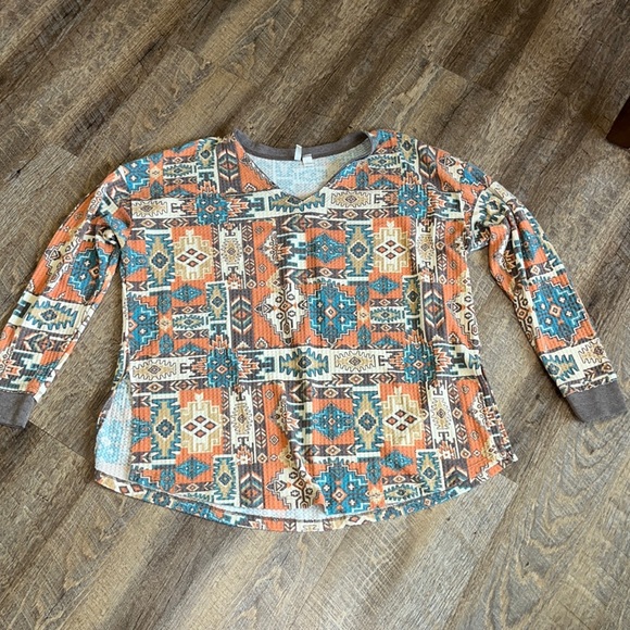 Cato Western Print Top Large - Picture 1 of 3
